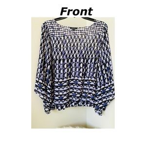 Alfani Petite Printed Mesh-Trim Tunic Top